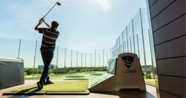 Man golfing at Topgolf